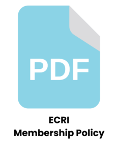 image of a PDF logo with text underneath reading ECRI Membership Policy