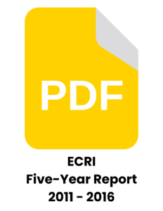 an image of a pdf logo with text underneath reading ECRI Five-Year Report 2011-2016